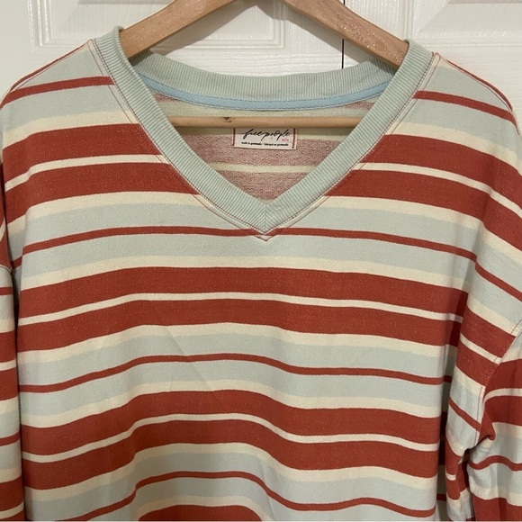 Free People Oversized Striped Pullover Sweatshirt Sweater Size Medium - Picture 3 of 7